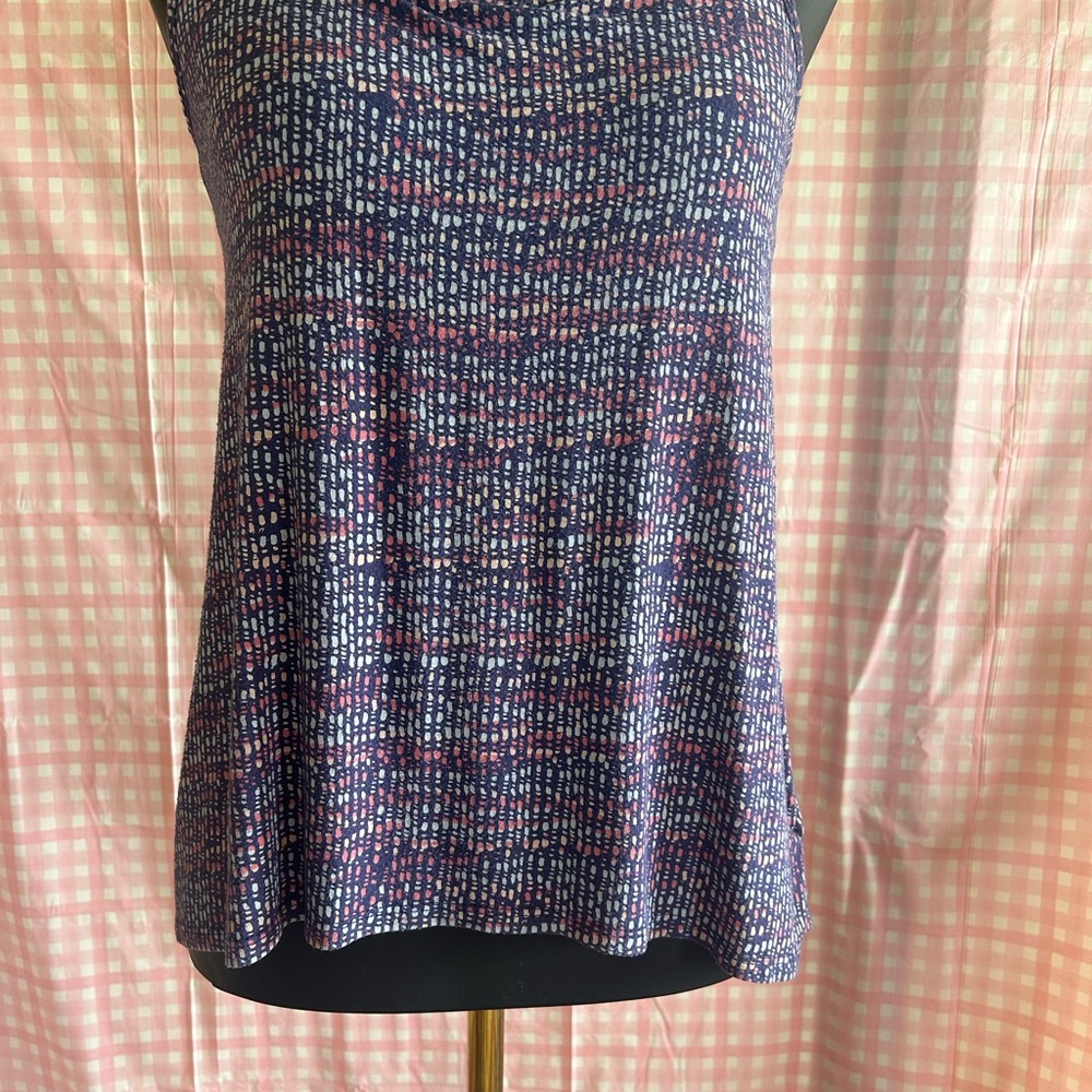 Gilligan & O'Malley Navy Printed Sleep Tank with Pink Dot Accents